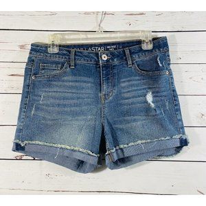 Vanilla Star Jean Shorts Sz 11 Denim Rolled Cuff Booty Mini Juniors Raw Hem